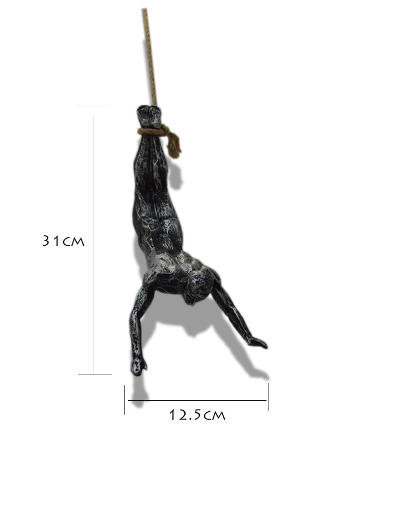 Figuras Retro de escalada en roca, escultura de resina artesanal, decoraciones de pared, colgante, estatua de pared de salón, deportista decorativo: A