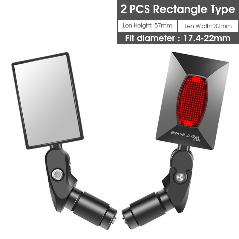 WEST BIKING Bike Rearview Mirror 360 Rotation Adjustable Wide Angle Cycling Rear View MTB Road Bike Bicycle Handlebar Mirrors: 2 Pcs Type B