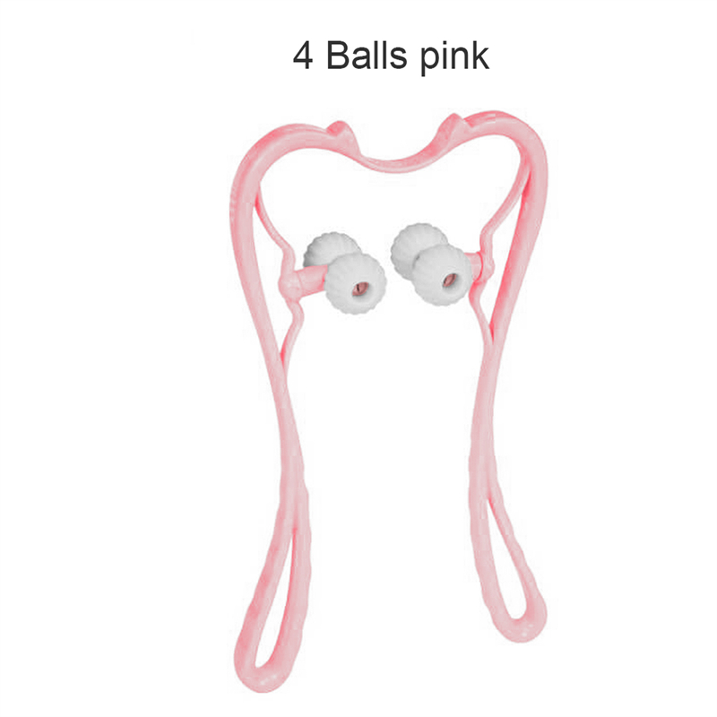 Neck Massage Tool Pressure Point Therapy Pressure Relieve Hand Roller Massage Neck Shoulder Dual Trigger Point Self Massager: Pink 4 Balls