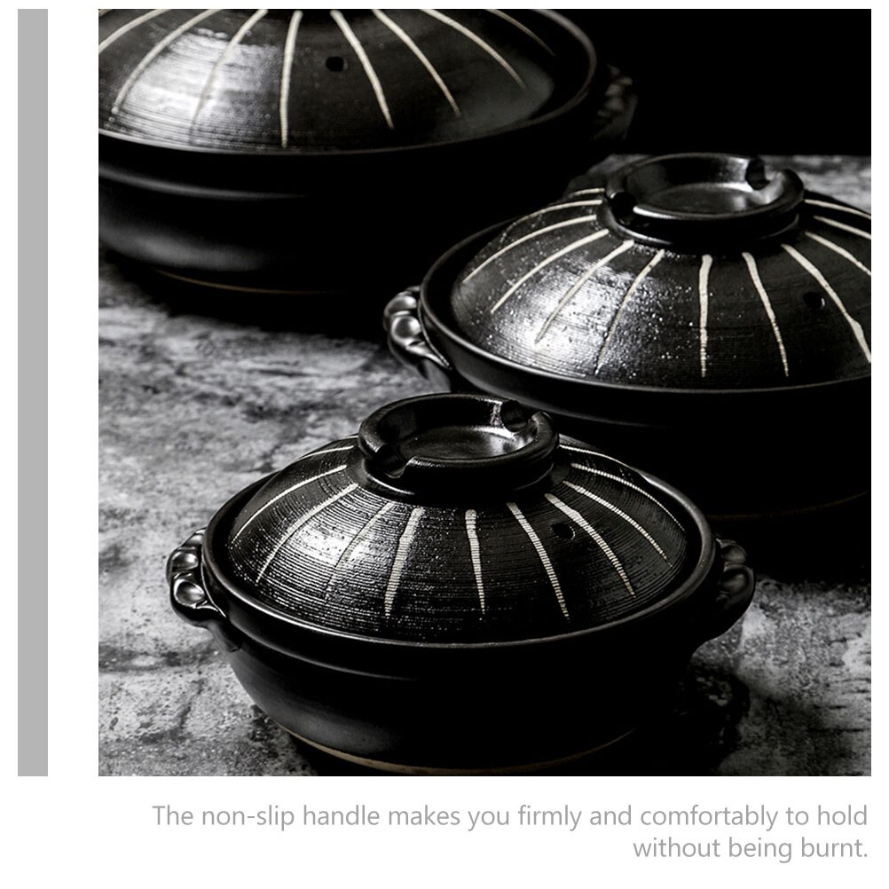 1Pc Home Cooking Pot with Lid Ceramic Cooking Pot Delicate Home Cook Ware (Black)