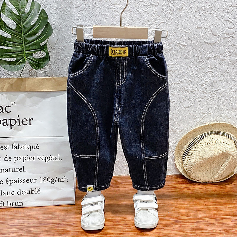 Spring Kids Jeans Boys Girls Solid Jeans Children Jeans for Boys Casual Denim Pants Toddler 0-5 YEARS: xy p niuzai black / 9M