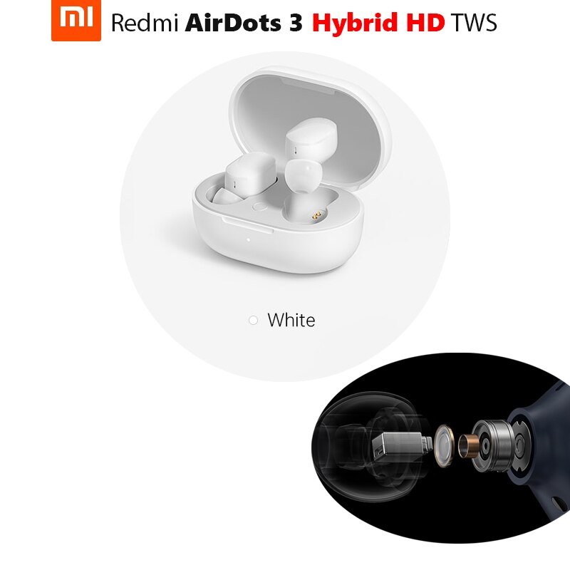 Xiaomi-auriculares Redmi AirDots 3, auriculares híbridos HD TWS, auriculares TWSEJ08LS 30h Life con funda, Solo 7h, Bluetooth 5,2, AptX, detección de baja latencia: Blanco
