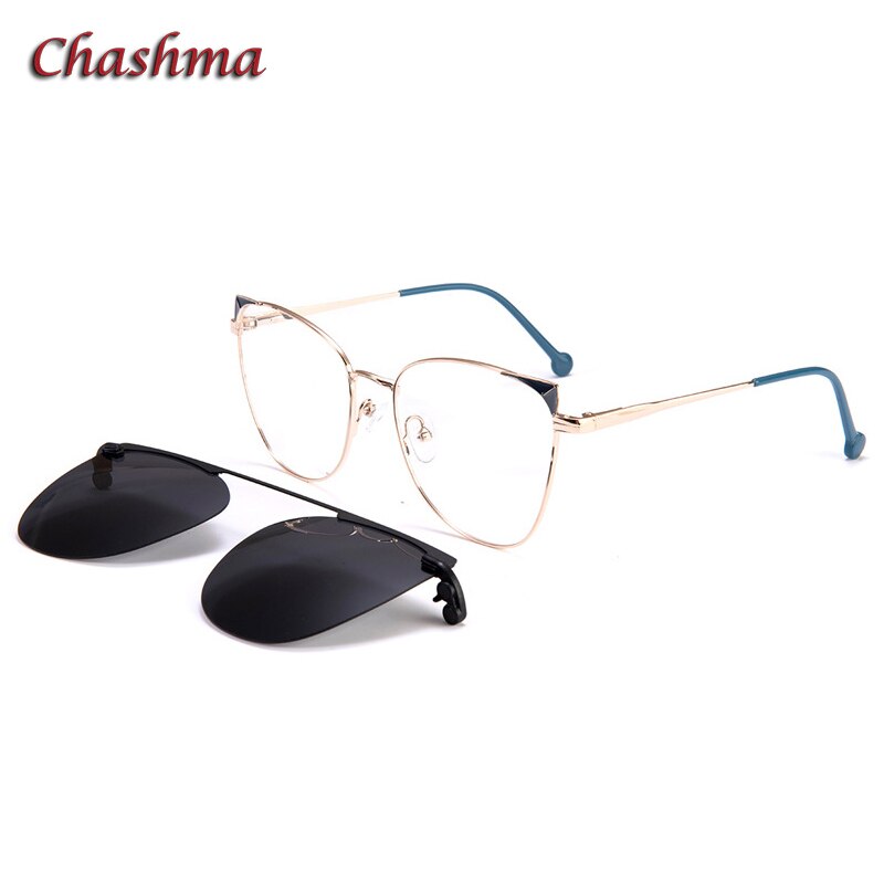 Chashma-Clips para gafas de sol con bisagra magnética para mujer, lentes ópticas graduadas, Ojo de gato, UV400: C4