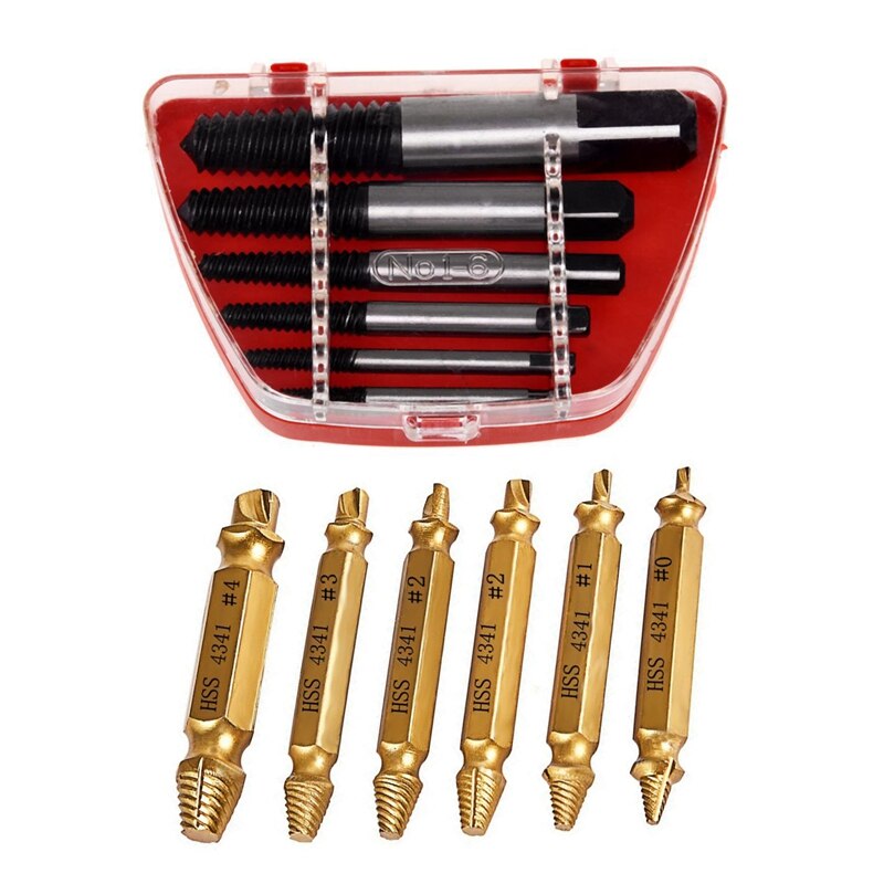 2 Set Hardware Tool Screw Bolt Nut Extractor Remover Tools - 1 Set Gold & 1 Set Black, Silver