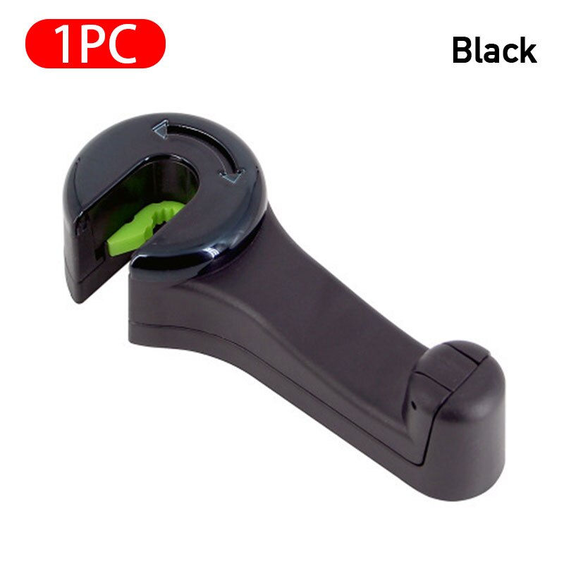 Gancho multifunción para reposacabezas de coche, gancho ajustable para asiento trasero de coche, bolso de mano, accesorios de soporte de tela, colgador trasero de asiento: Black 1 PC