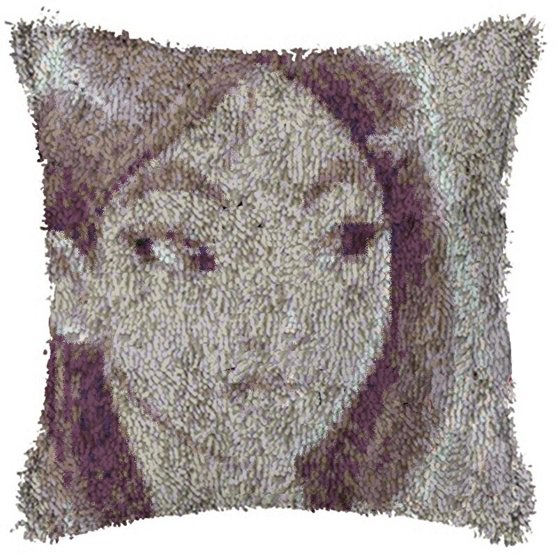 Cartoon Girl Cross StitchLatch Hook Cushion Embroidery 42CM 42CM Kit Pillow Mat DIY Needlework Crocheting Craft: Plum