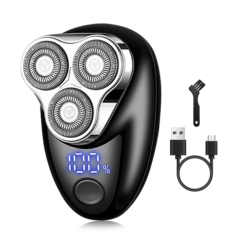 Mini rasoir électrique rechargeable avec affichage numérique - rasoir portable et facile à utiliser: Black