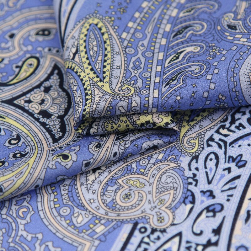Blå geometrisk stil stretch silke georgette gaze stof totem, scg 560