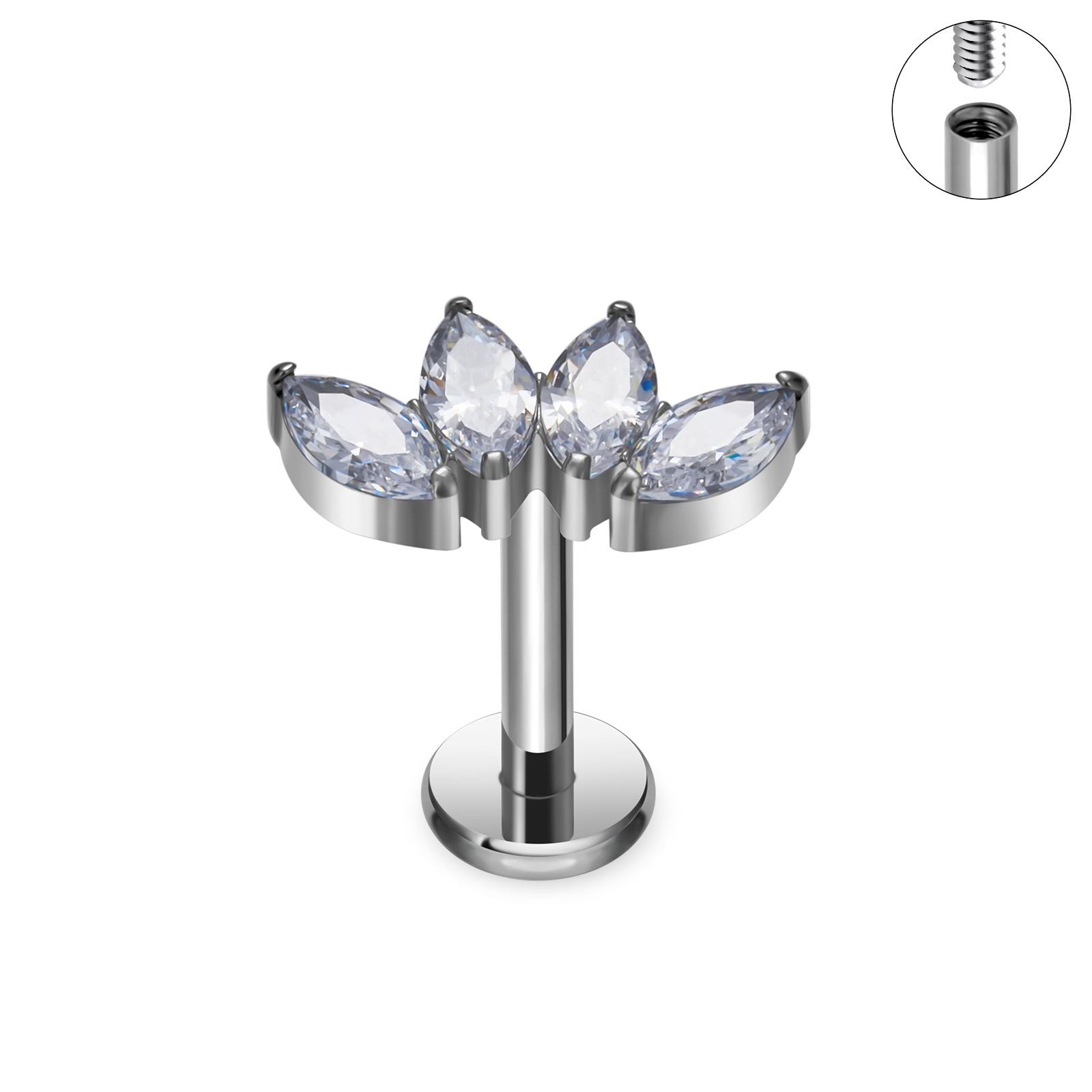 G23 titanio 16G Piercing Labret labio Nasal pendiente de tuerca hilo interno joyería del cuerpo oreja Tragus cartílago hélice Dait