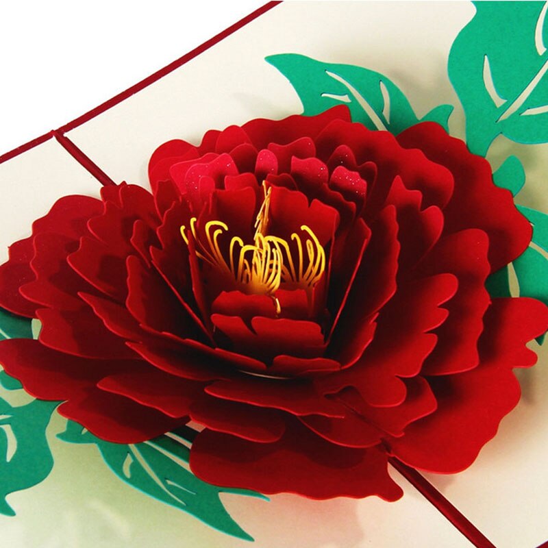 Cartes de vœux Pop Up en 3D | Pivoine, pour anniversaire, saint valentin, fête des mères, noël