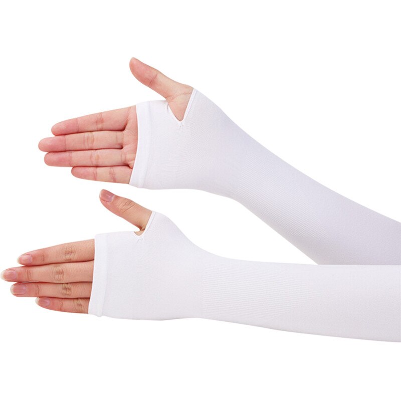1Pair Sun Hand Protection Long Gloves Women Sunscreen Anti-UV Arm Warmer Half Finger Cotton Long Fingerless Gloves Cuff