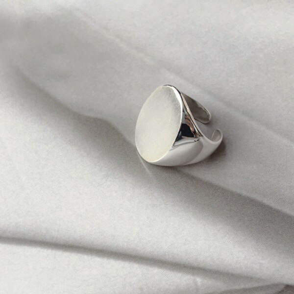 Vrouwen Duim Ringen Brief Zilveren Kleur Eenvoudige Grote Geometrische Ovale Ronde Open Verstelbare Finger Ring Voor Vrouwen Mode-sieraden: B