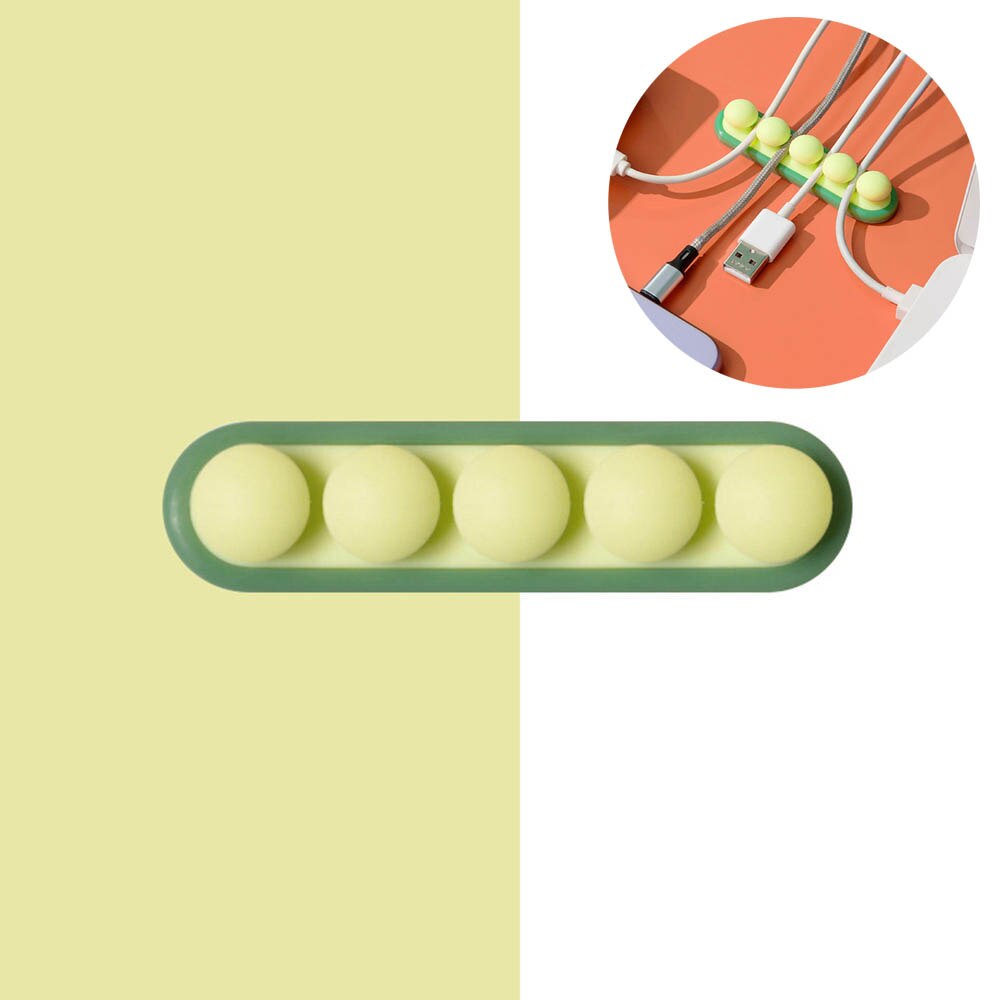 Clip de Cable de silicona para cargador de teléfono móvil, almacenamiento USB, arreglo de línea de datos de ordenador, Clip de Cable fijo de escritorio, organizador Protector: Green