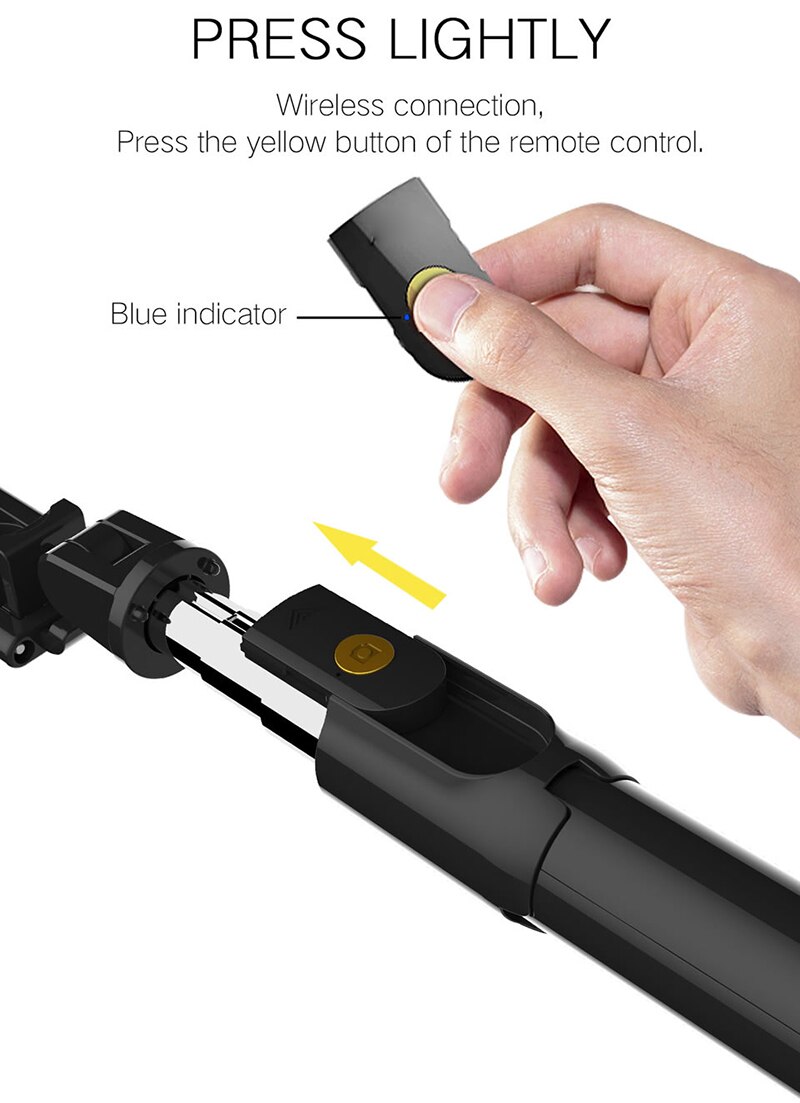 Kabelloser bluetooth-selfie-stick, faltbares einbeinstativ, universelles stativ für smartphones und action-kameras