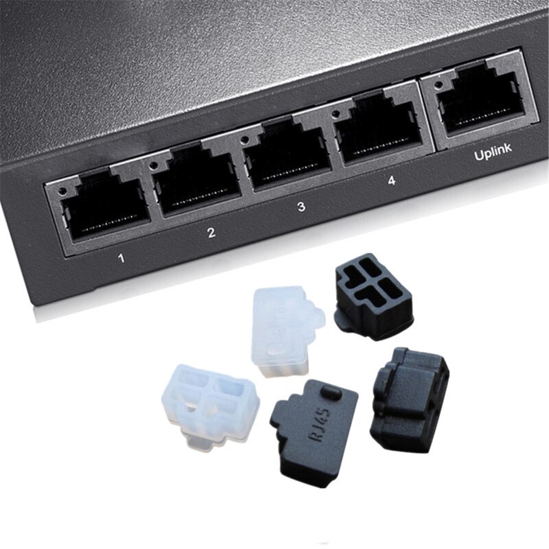 100Pcs Black Ethernet Hub Port RJ45 Anti Dust Cover Cap Protector Plug for RJ45 Female Jack