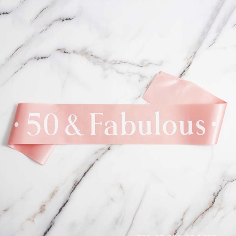 50 and Fabulous Sash Happy 50th Birthday Satin Sash 50th Birthday for Men Women Party Favor Parties Supplies Decoration: Pink