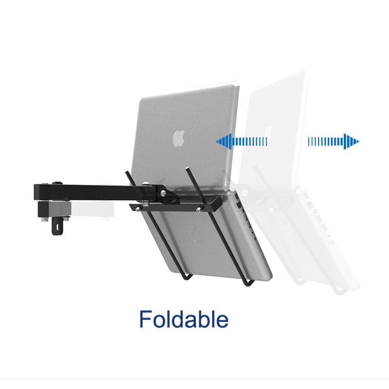 Foldable Wall Mount 17-27 inch Laptop Holder Two Arms Full Motion Laptop Cooler Retractable Notebook Hanger