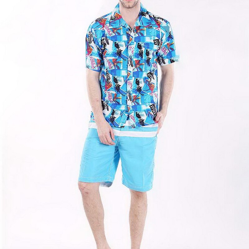 Mænds hawaiian beach board skjorte sommer korte ærmer printede løse sportsskjorter quick dry mærke badedragt plus størrelse l -4xl