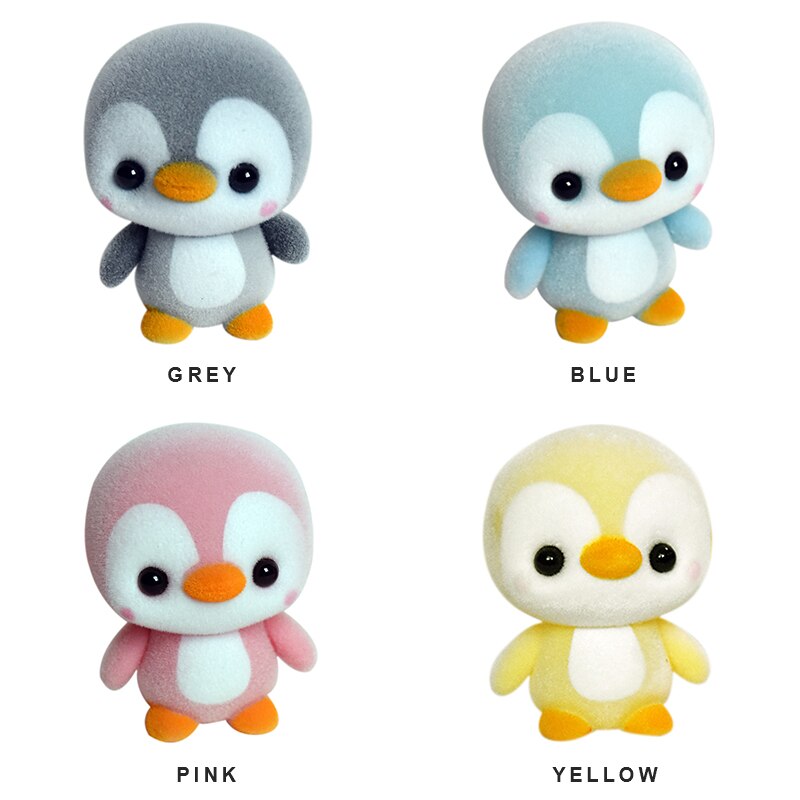 5.5cm mini poupées décoratives en pvc floquées, kawaii, pingouin, jouets pour filles, exquises poupées floquées, jouet de noël