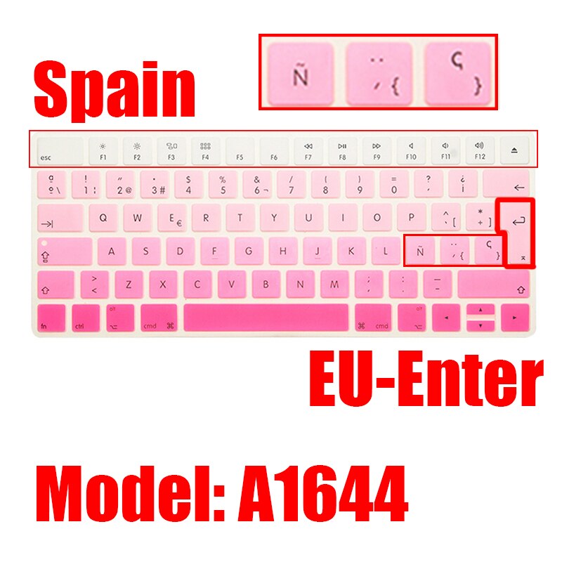 Spain Language Magic Keyboard Cover Silicone Skin Protective Film For Apple Magic Keyboard2 A1644 EU IMAC Keyboard Case: EU-Enter pink