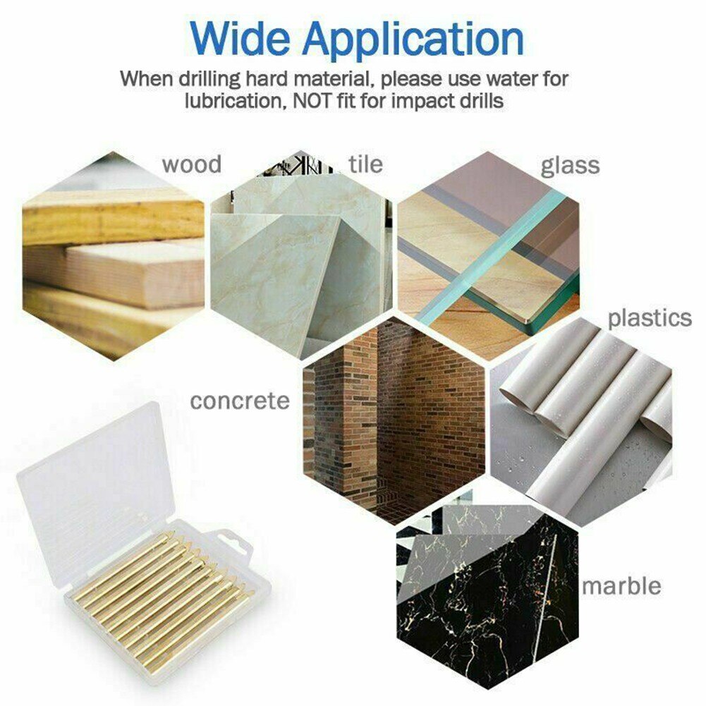 5/10pcs 6mm Hex Shank Golden Cross Bits Titanium Coated Ceramic Tile Marble Glass Drill Bits Spear Head For Metalworking