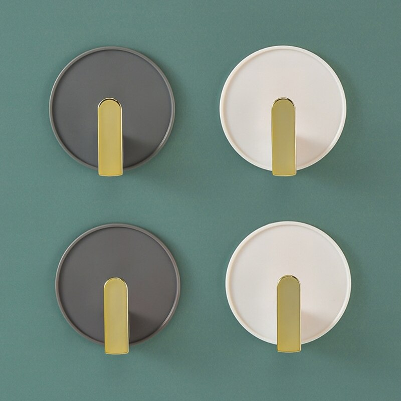 T84E 4Pcs Wall Mount Plastic Hooks Key Plug Holder Adhesive Cable Clothes Hanger Rack
