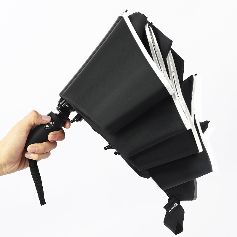Windproof Reverse Automatic Umbrella Rain Women Men Car Large Business 3Folding Umbrellas 10 Ribs Reflective Stripe Parasol