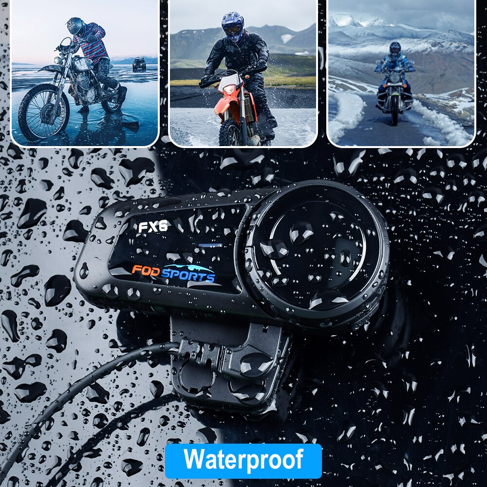 Fodsports FX6 Motorhelm Bluetooth Intercom Moto Helm Headset 1000M 6 Rider Bt 5.0 Interphone Intercomunicador Fm Radio