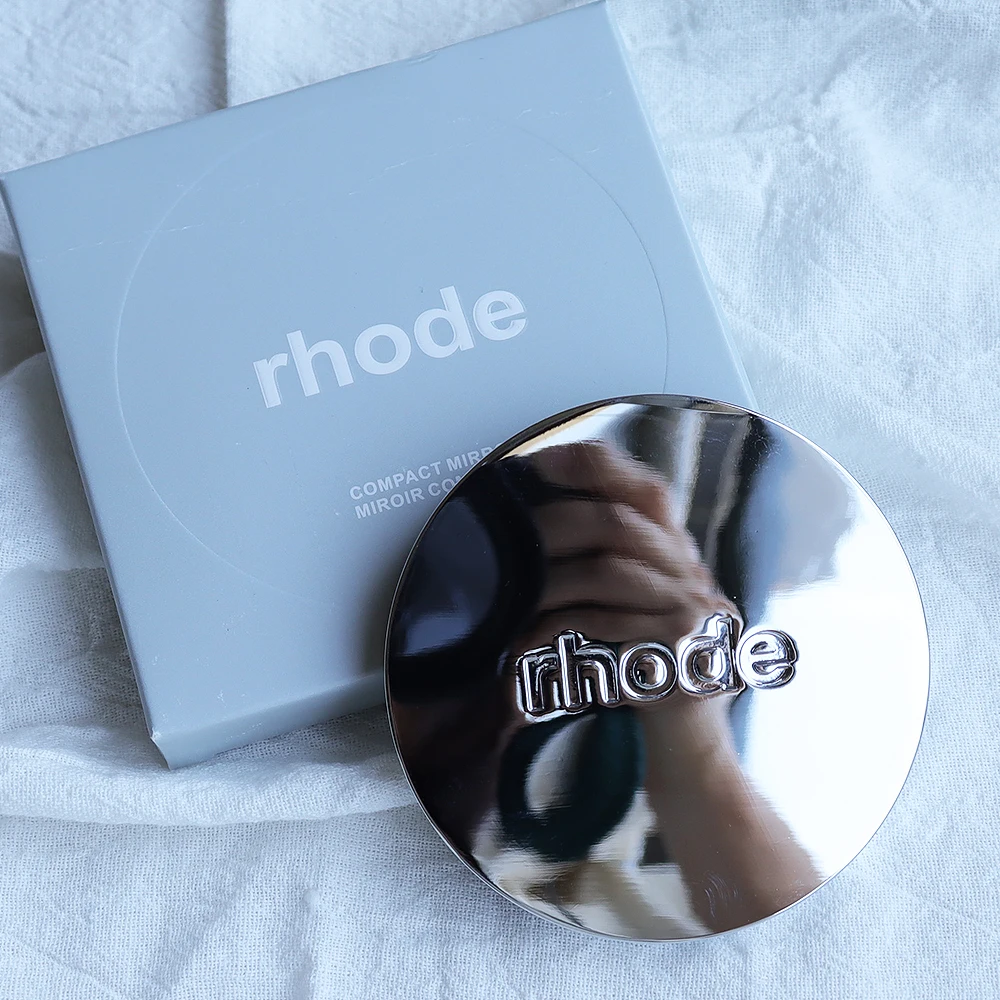 Rhodes mini draagbare opvouwbare make-upspiegel met lampje, vergrotende functie, compacte zakspiegel, reisspiegel, esthetische make-upspiegel, make-uptools