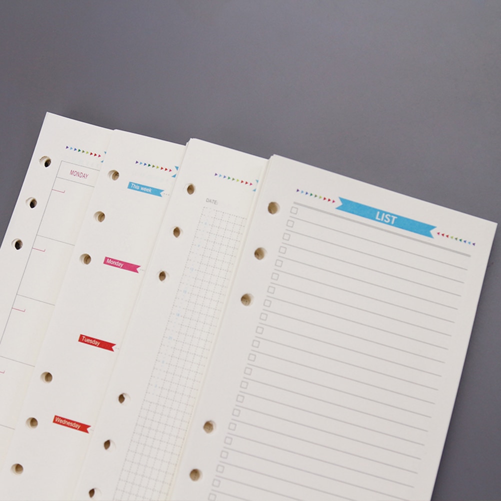 40 Sheets A6 Size 6-Hole Paper Refills For Notebook Planner Journal Dairy (TODO Diary)