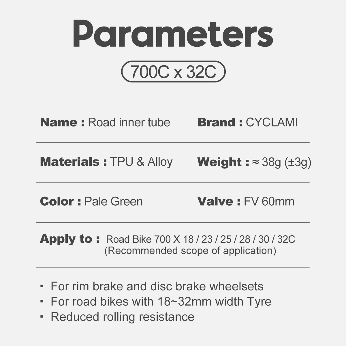 Ultralight Bike Inner Tube 700c 18 25 28 32 Road MTB Bicycle TPU Material Tire 60mm 80mm Length French Valve Super Light CYCLami