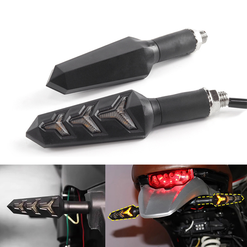 Motor LED Motor Richtingaanwijzer Vloeiende Visgraat Indicator Lichten Dagrijverlichting 12V