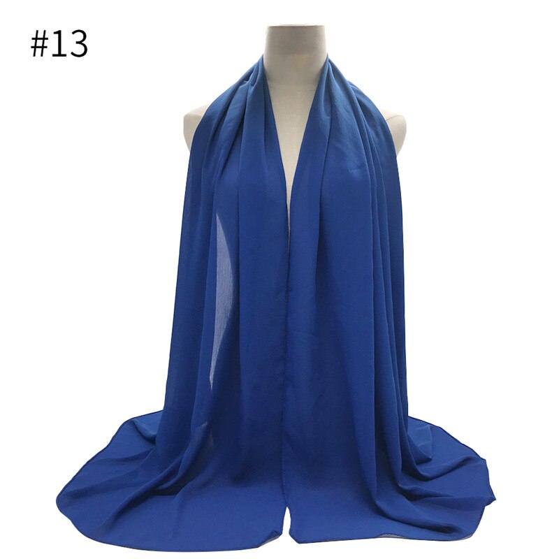 crêpe mousseline hijab écharpe magnifique solide foulards musulmans 10 pièces rides foulards de: 13