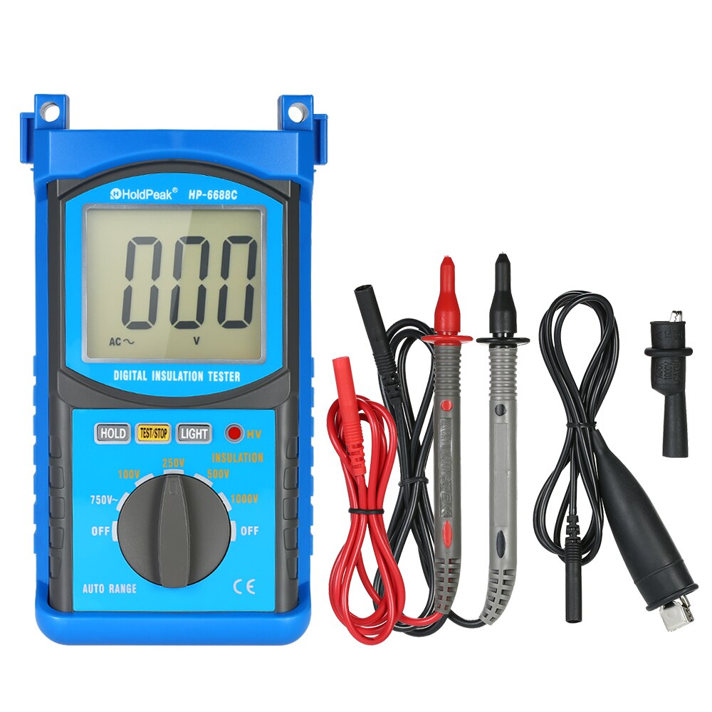 HoldPeak Auto-range LCD Digital Insulation Resistance Tester Megohm Meter Megger Megohmmeter DC100V/250V/500V/1000V Voltmeter