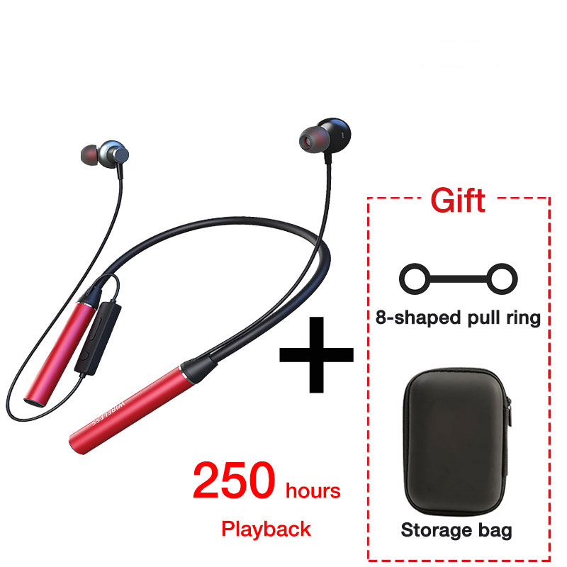 EARDECO 180-uurs uithoudingsvermogen Bluetooth-hoofdtelefoon Bass Draadloze hoofdtelefoon met microfoon Stereo nekband Koptelefoon Sportheadset TF-kaart: Ivoor