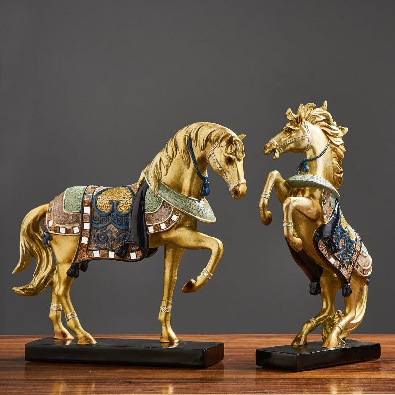 Feng Shui desk Resin Horse Figurines Animal Statue Vintage Home Decor Crafts Ornaments Home Decoration Accessories Chinese style