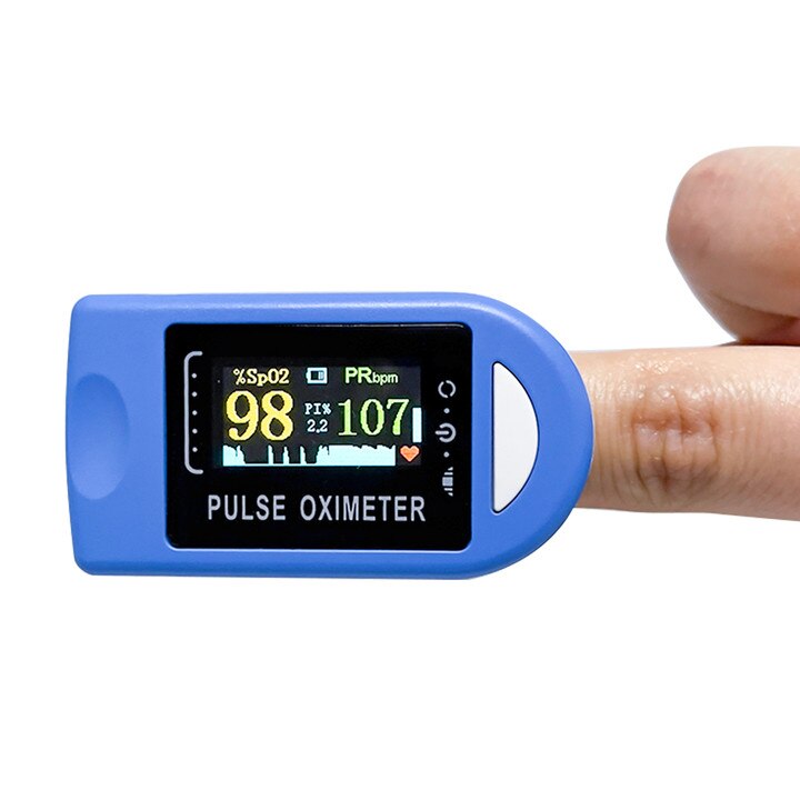 Oxímetro de pulso para dedo corazón barato de Monitor de oxígeno en sangre PI Monitor portátil SpO2 Monitor de saturación de oxígeno Monitor TFT: blue