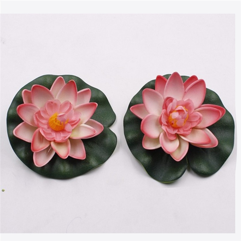 Lirio de agua de loto Artificial para decoración, tanque flotante de flores para estanque, planta, adorno de hojas para el hogar, jardín, boda, piscina, 10cm, 1 ud.