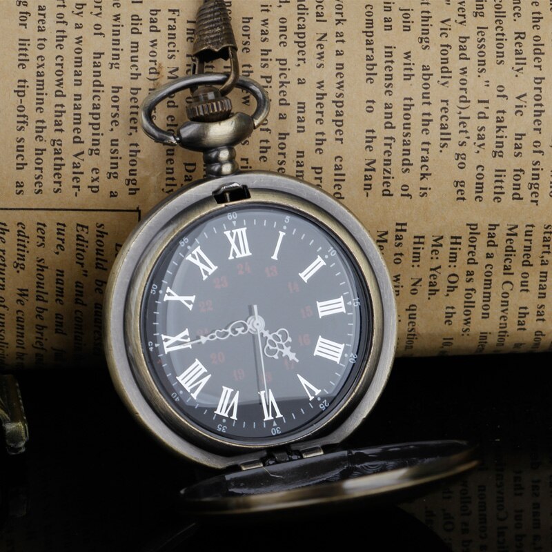 Bronze Quartz Pocket Watch Chain Pendant Fob watch Men Women Fob Watch Relogio DeBolso CF1209