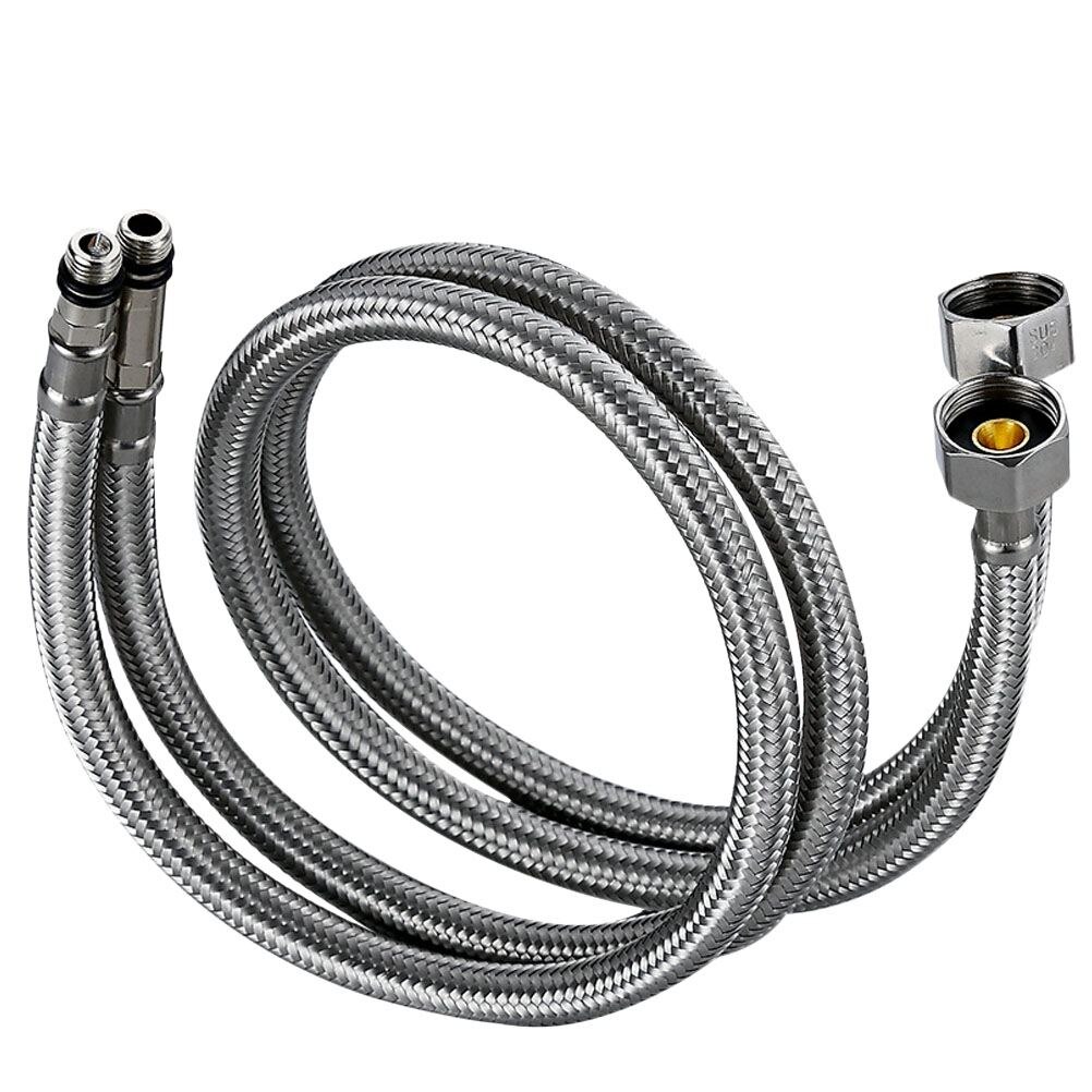2 st rostfritt stål duschslang kran vatteninloppsrör handfat kran duschslang silver duschslang badrumstillbehör: 100cm
