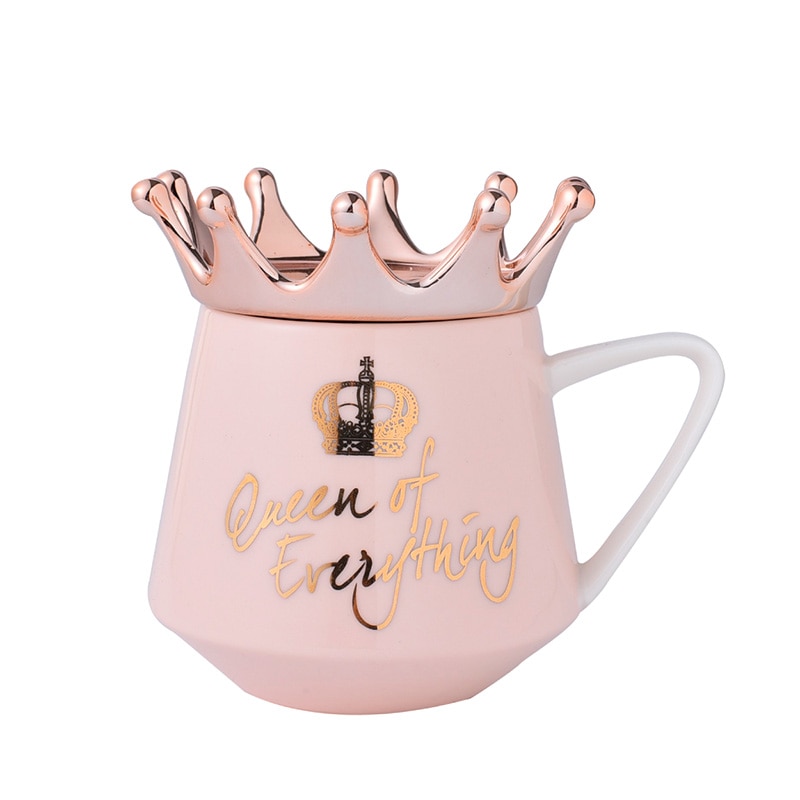 Kron krus ins rosa jente hjerte keramisk kopp nordisk par vann kopp kaffekopp med lokk skje