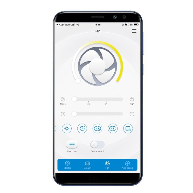 USB Desktop Floor Fan with 4 Speed Portable Folding LED Light Black White