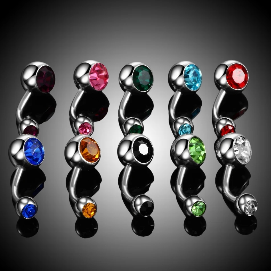 Piercings de Ombligo de acero inoxidable para hombres y mujeres, pendientes de Ombligo, anillos gemas, Piercing de Ombligo, joyería de cuerpo Punk, 10 piezas