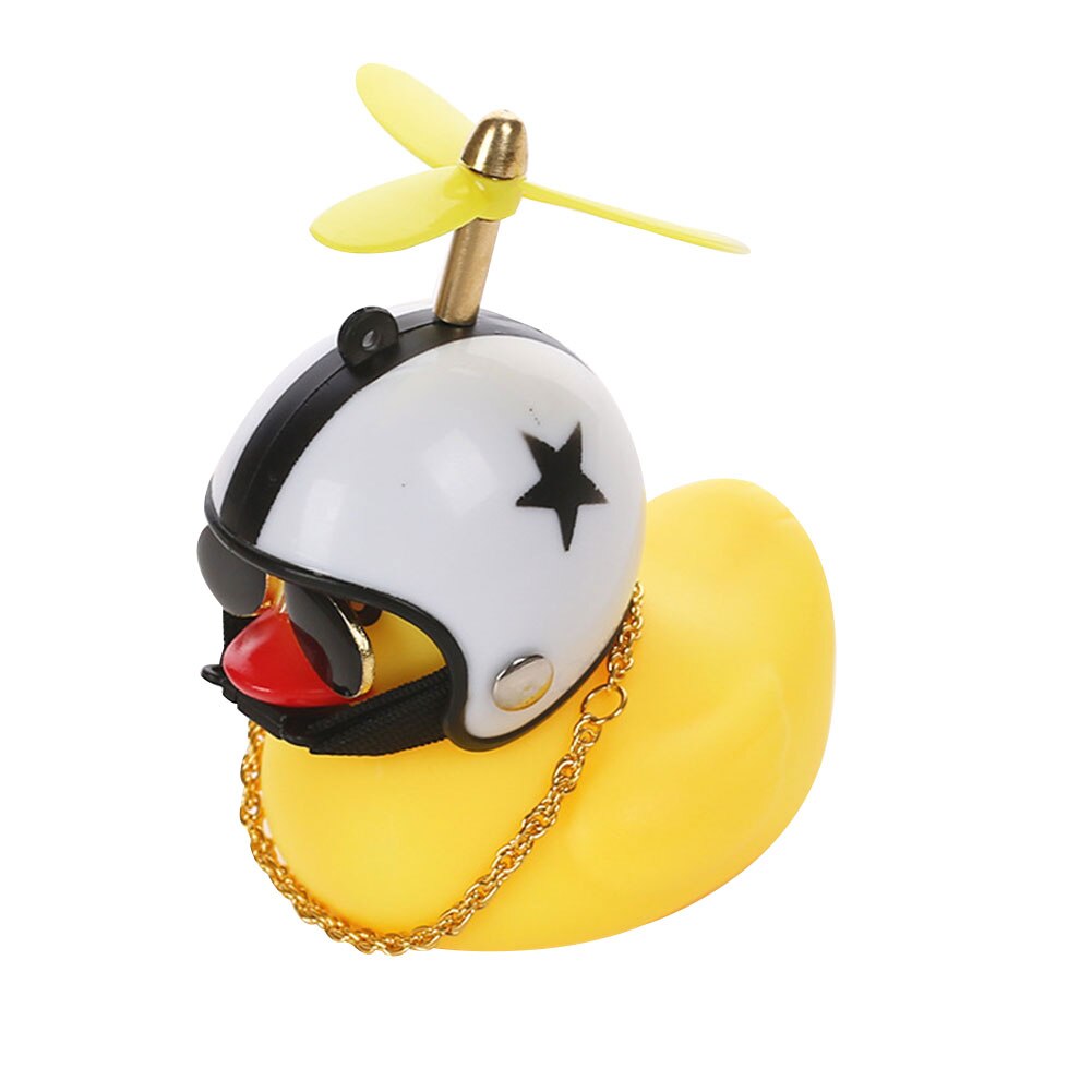 Mała żółta kaczka dekoracja samochodu wiatrówka kaczątko z kaskiem akcesoria samochodowe f-Najlepsza: pentagram Propeller