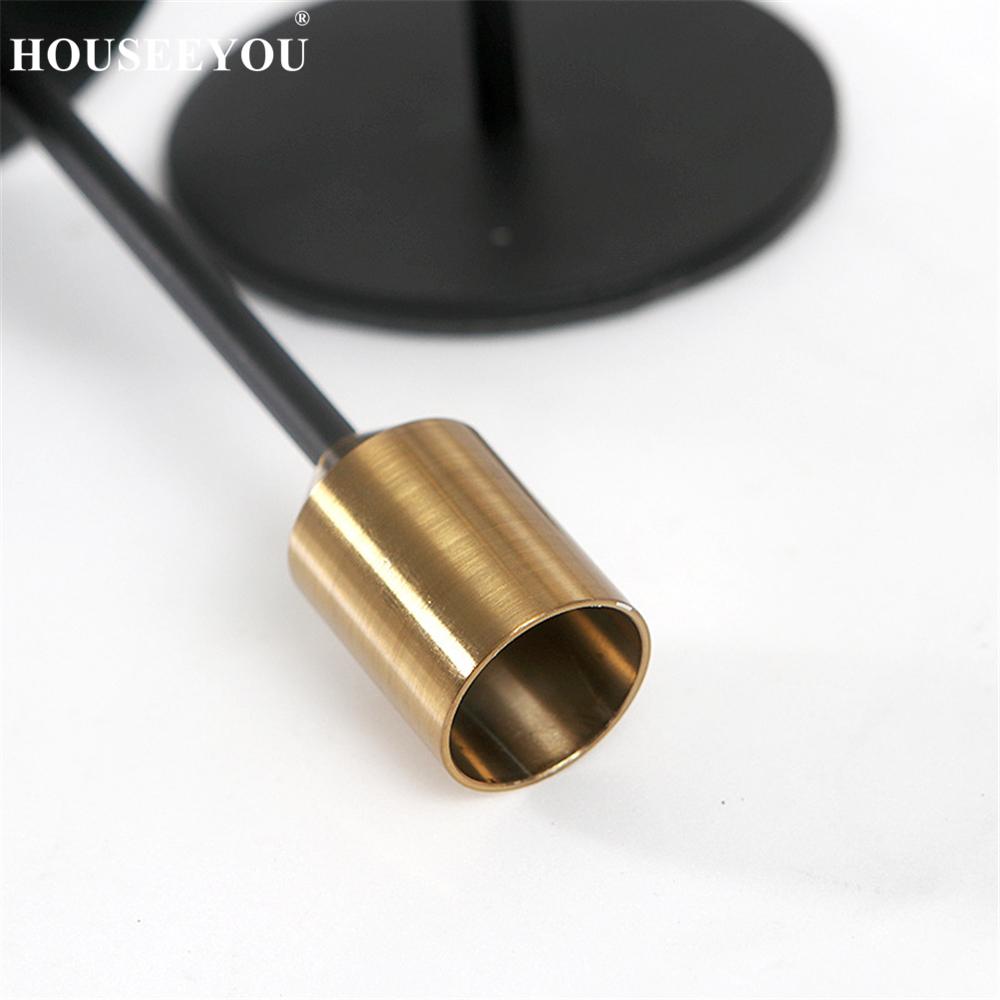 Modern Nordic Gold Black Metal Candle Holders Stand Wedding Party Decorations Bar Home Office Decorations Candlestick Crafts