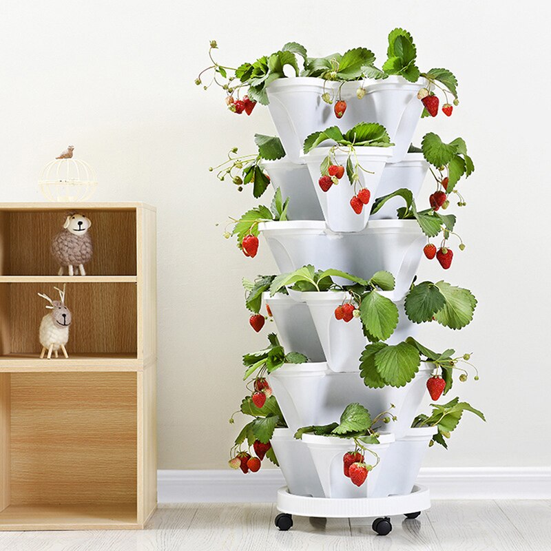 Plastic Stackable Vertical Flower Plant Pot Seedling Holder Garden Planter Decor Suitable For Growing ,Herbs Flowers, Strawberry