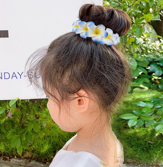 Bandeau de cheveux pour filles, couronne de fleurs PlumBR, bandeau magique pour chignon, frangipanier, guirxiété de cheveux, mariage, 11 couleurs, , 2 pièces: Bleu