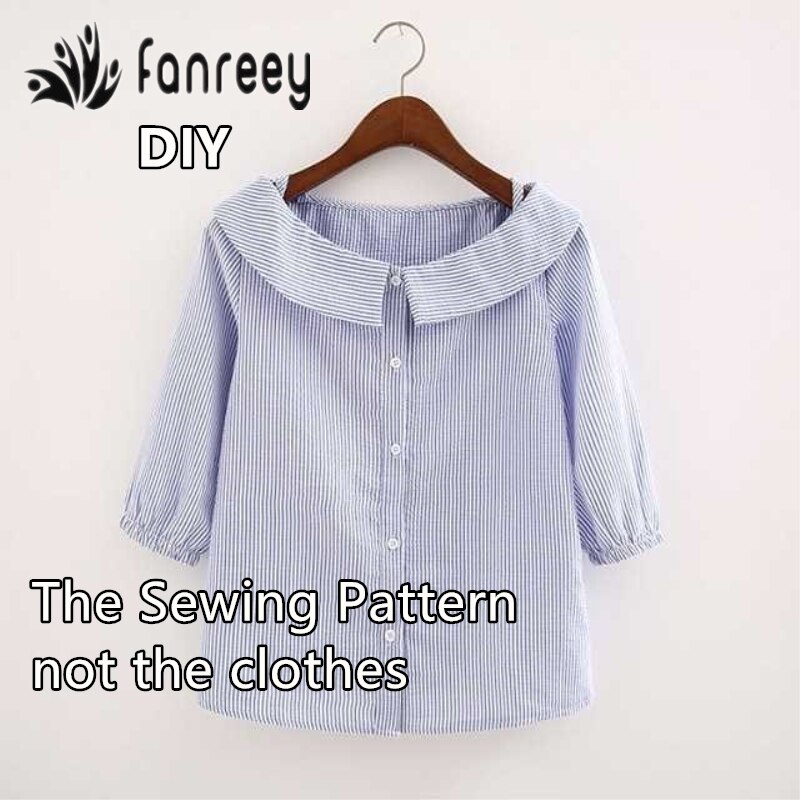 Ladies' Half Sleeve Doll Collar Shirt Sewing Pattern Template Cutting drawing Clothing DIY M74