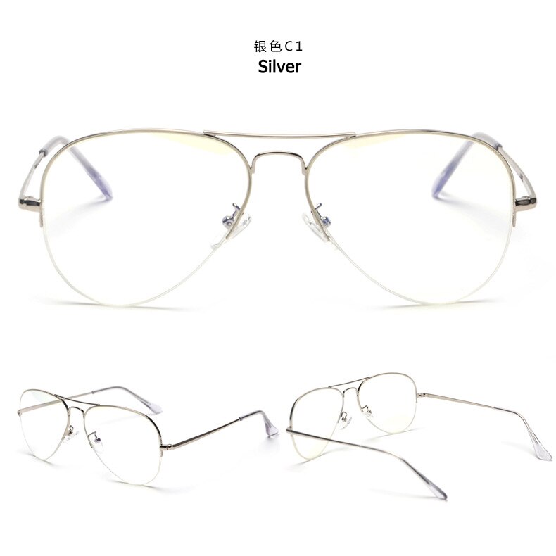 Jackjad vintage puolikehyksiset ilmailulasit metalliset 6589- tyyliset tavalliset silmälasit merkkikehykset silmälasit oculos de grau: C1