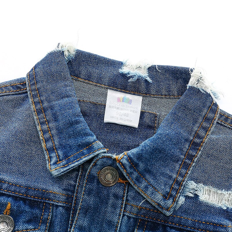 Lente Herfst 3 4-10 12 Jaar Tiener Kinderen Kleding Baby Jas Tops Zakken Knappe Kids Jongens gaten Denim Jassen